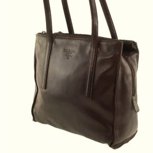 Gorgeous soft chocolate brown leather classic Prada handbag. 100% authentic